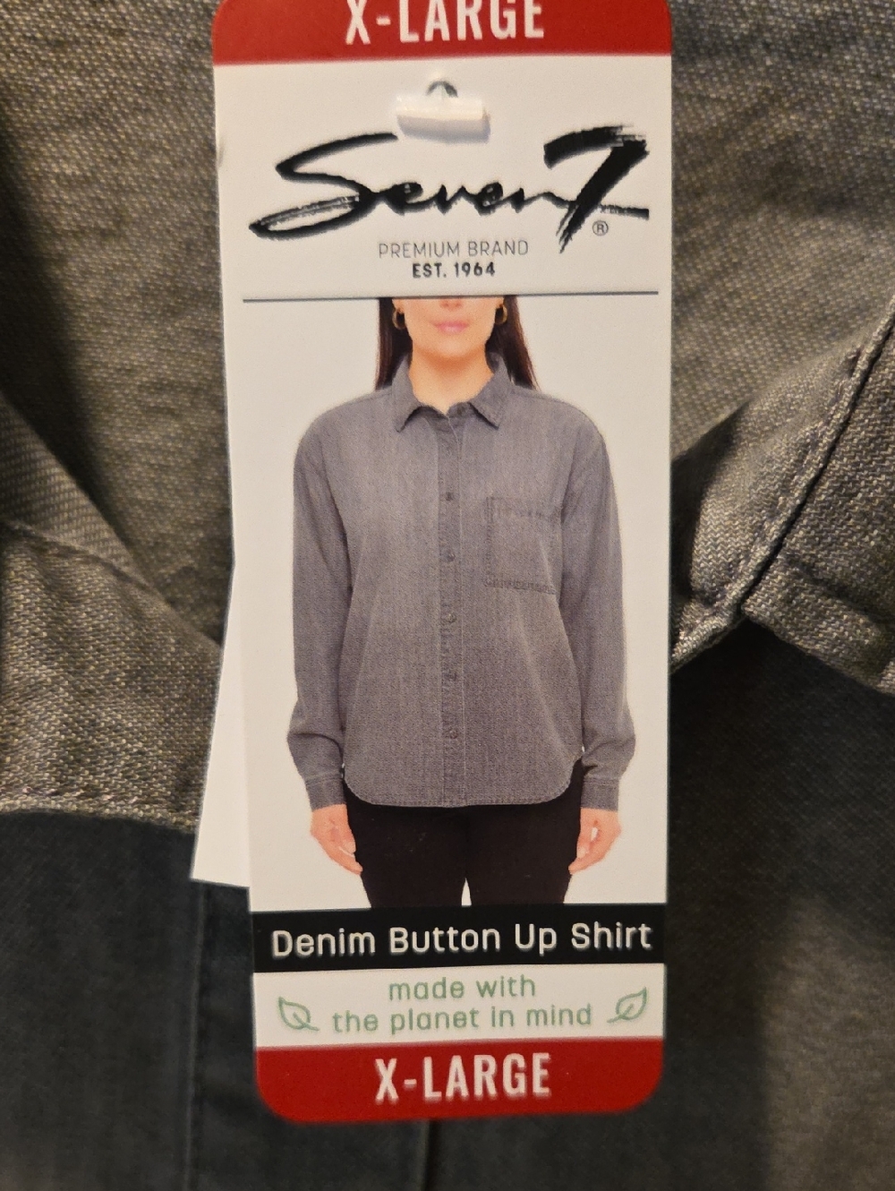 Seven7 Women's Gray Denim Button-Up Shirt